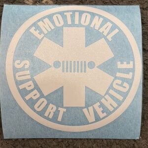 Emotional Support Vehicle Decal - White-Jeep